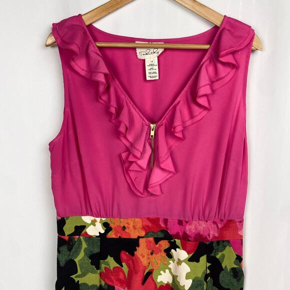 Anthropologie Tabitha Great Escape Floral Sheath Dress Size 14 Pink Twee Cottage - Picture 13 of 15